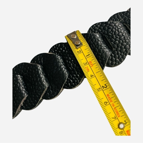 Linked Boho Black Braided Leather Belt with Gold Buckle - Picture 8 of 12